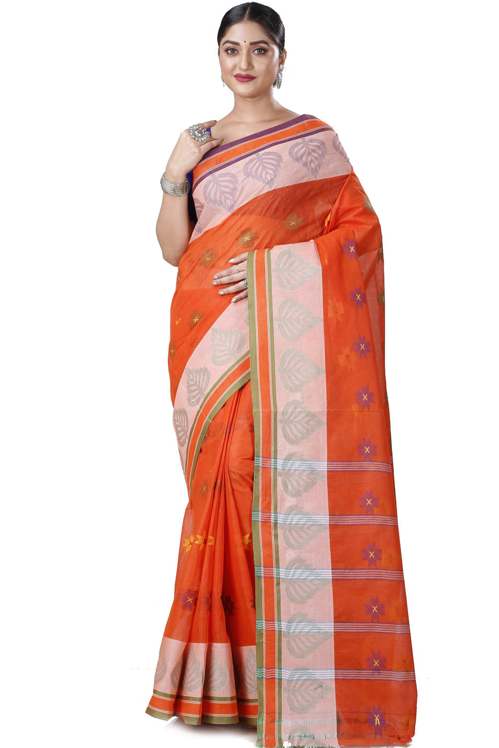 Orange Pure Cotton Subhangi Tant Saree (1099)